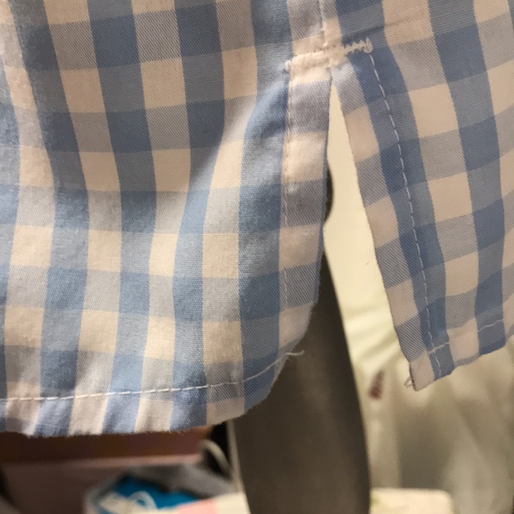 Vintage Plaid 1950 vibe button down top button down blue checkered Cotton XL - Picture 10 of 10